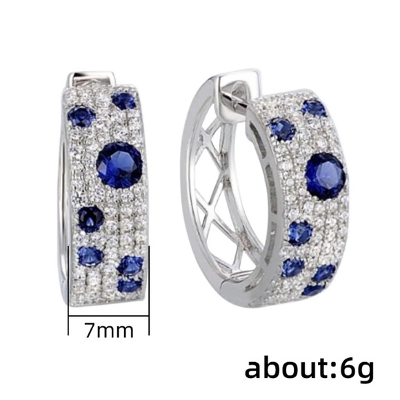 Sapphire Hoop Earrings - Picture 3 of 4